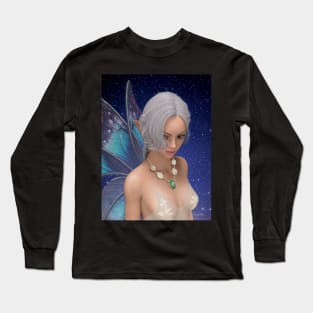 Portrait of a fairy under a starry sky Long Sleeve T-Shirt